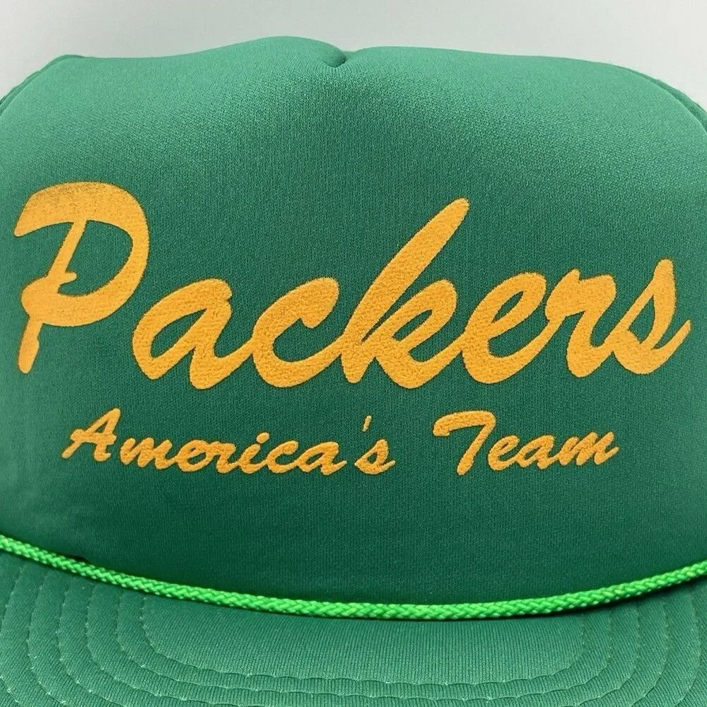 Vintage Green Bay Packers America’s Team Snapback Trucker Rope Hat NEW OLD STOCK